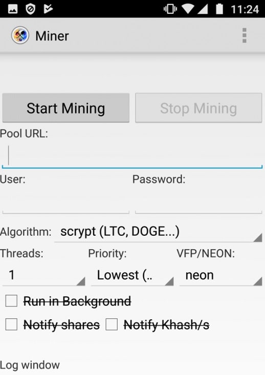 Crypto Miner interface