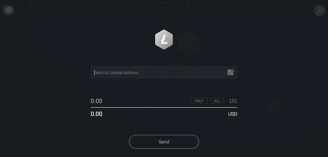 Відправлення LTC через гаманець Exodus