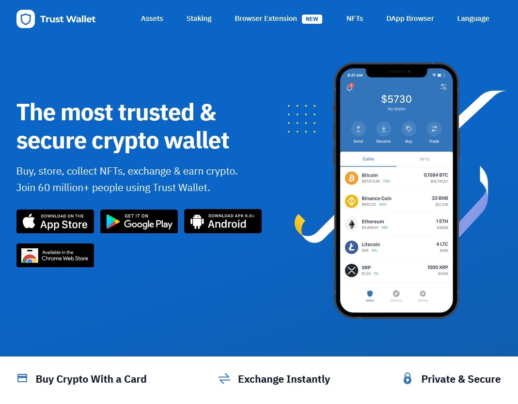 Trust Wallet's website
