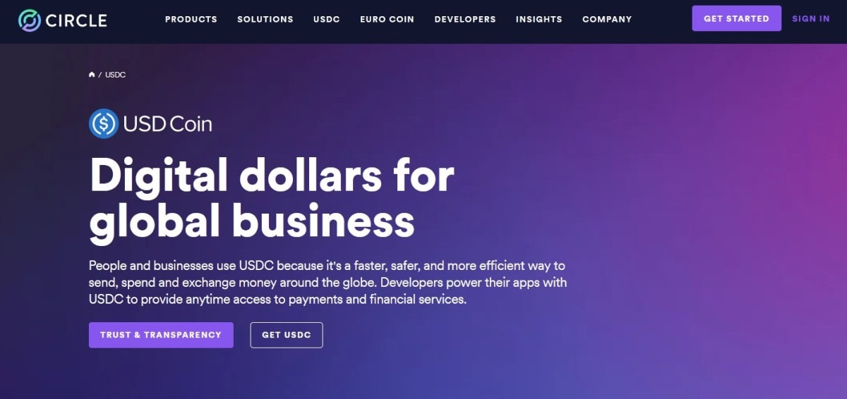 USDC's web page