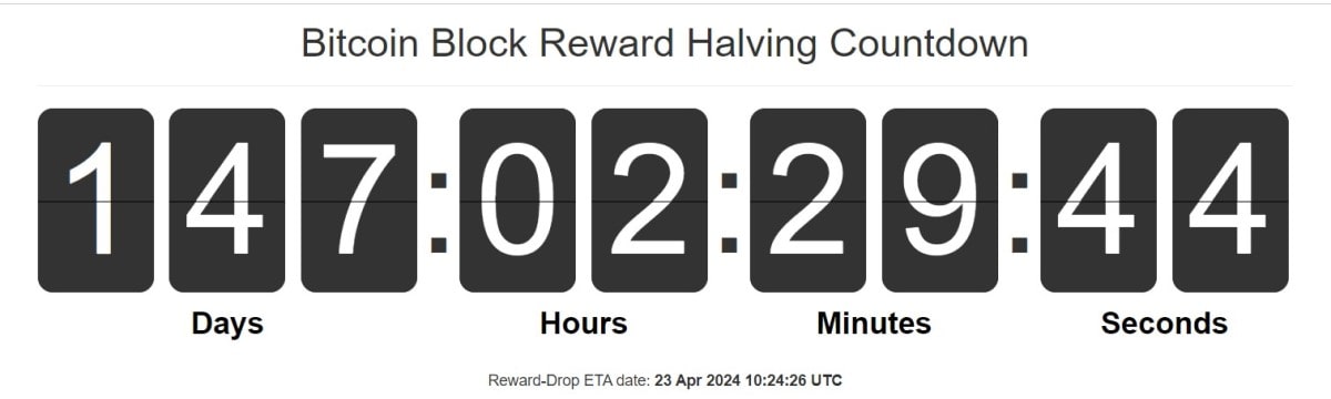 Block reward halving countdown
