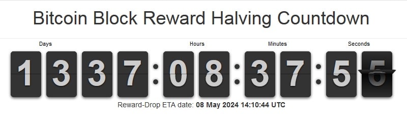 Block reward halving countdown