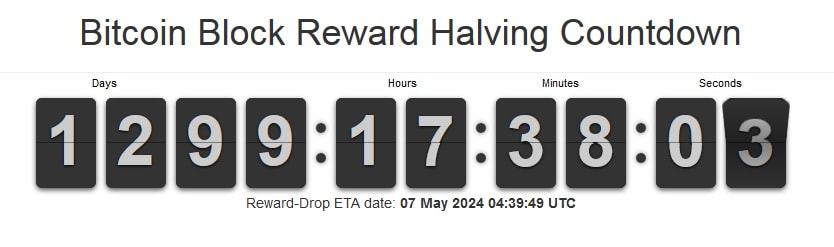 Bitcoin block reward halving countdown