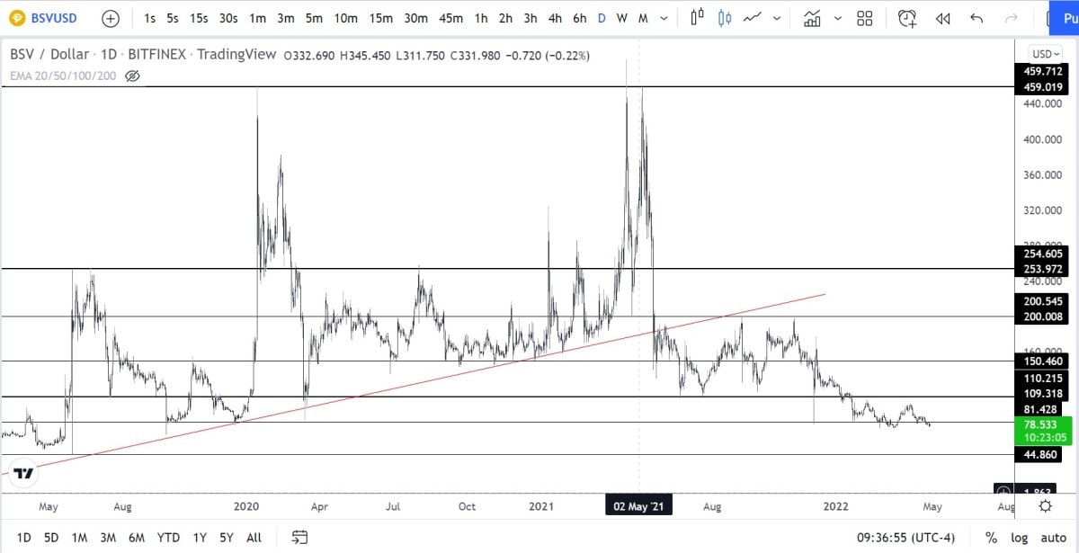 BSV/USD D1 chart.