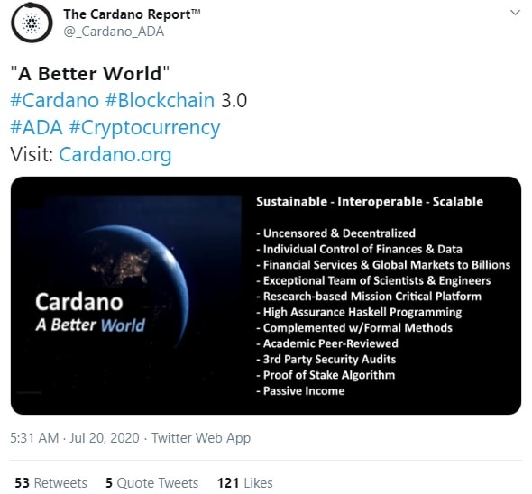 Un mundo mejor con Cardano blockchain 3.0.