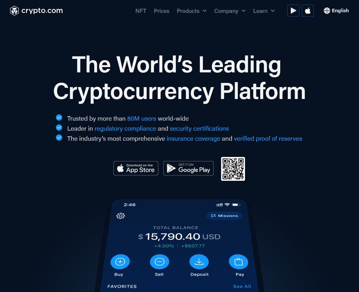 Crypto.com's website
