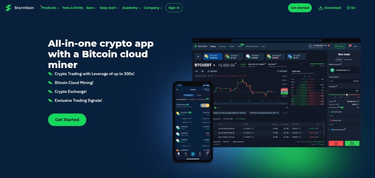 StormGain cryptocurrency platform