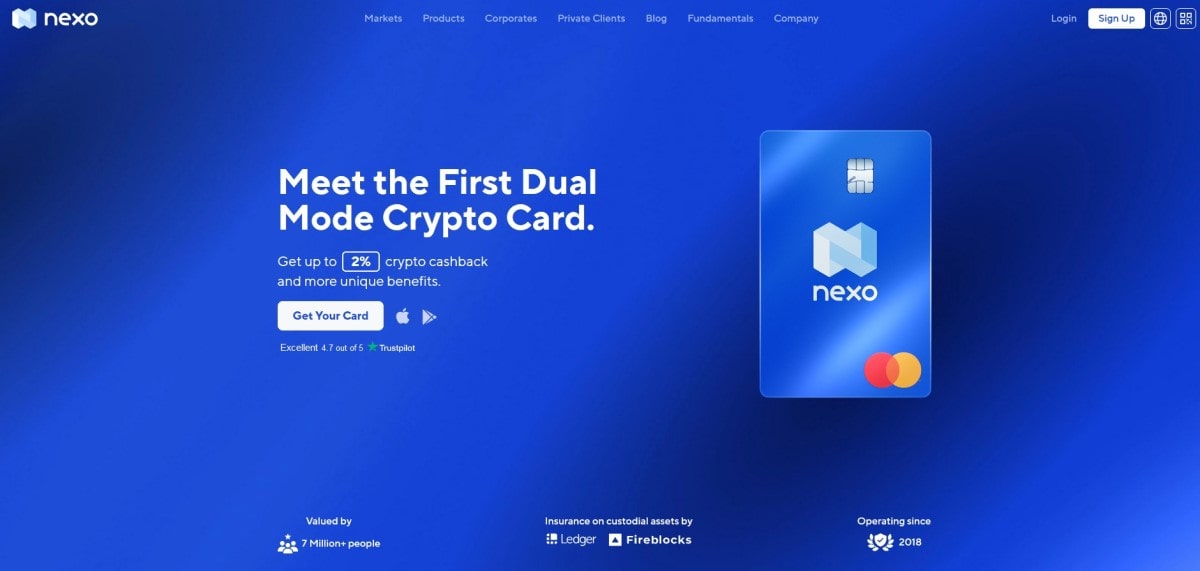 Nexo's website