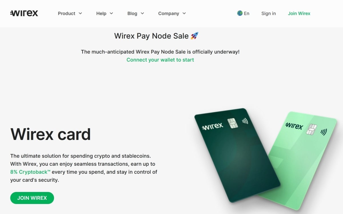 Wirex's website