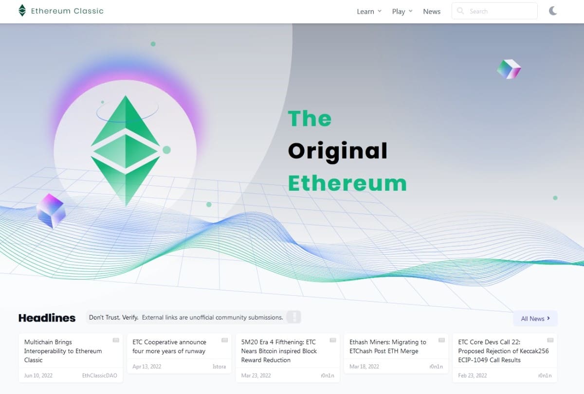 Ethereum Classic's website