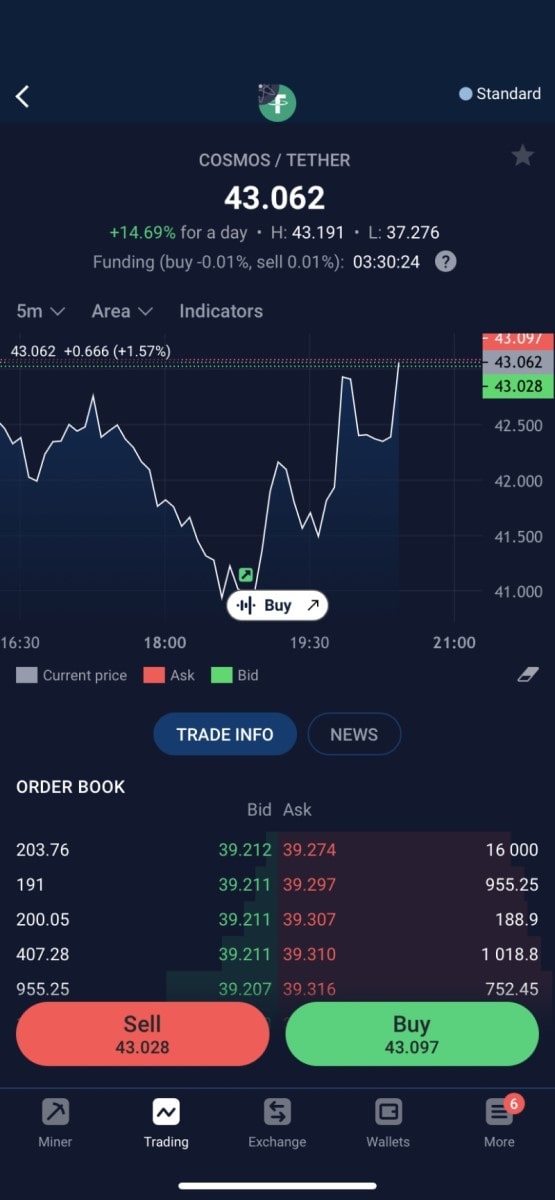 StormGain ATM/USDT trading