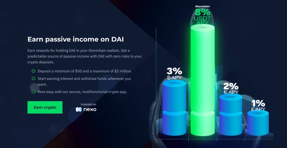 StormGain DAI - earn passive income