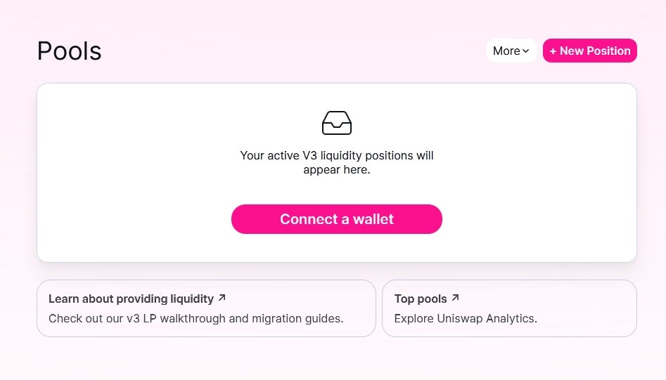 Uniswap's liquidity pool interface