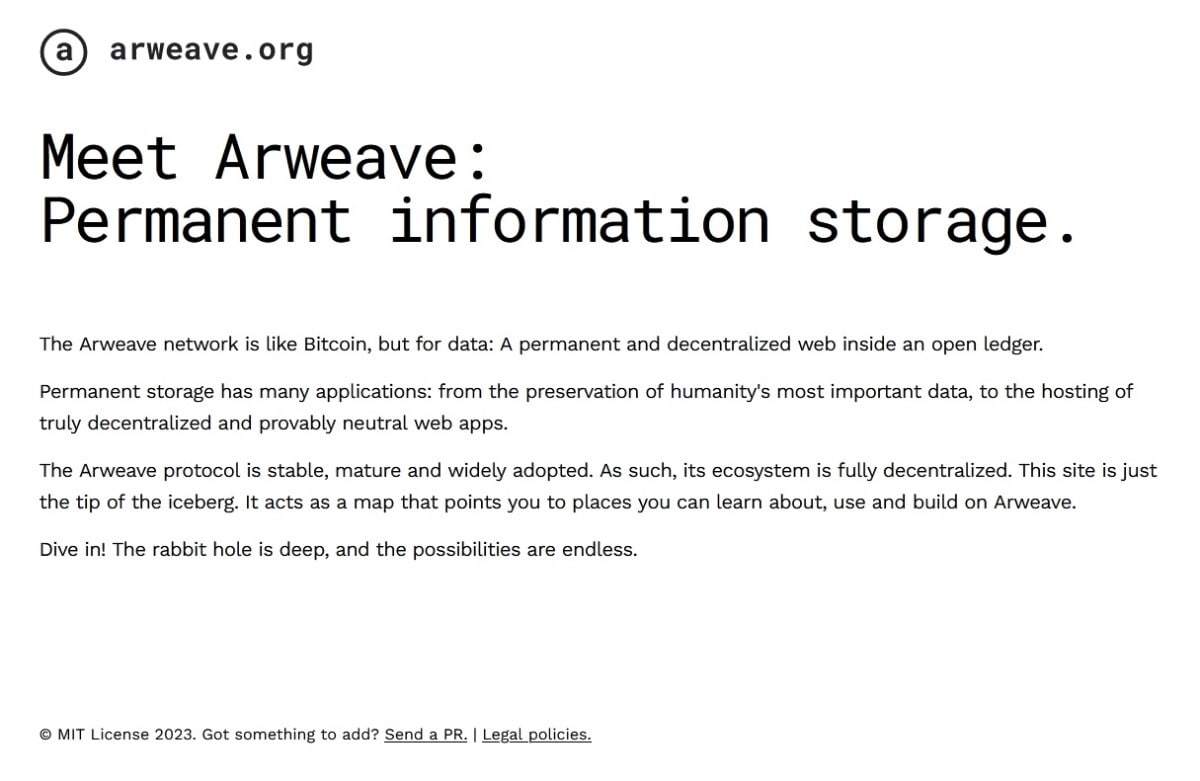 Arweave's website
