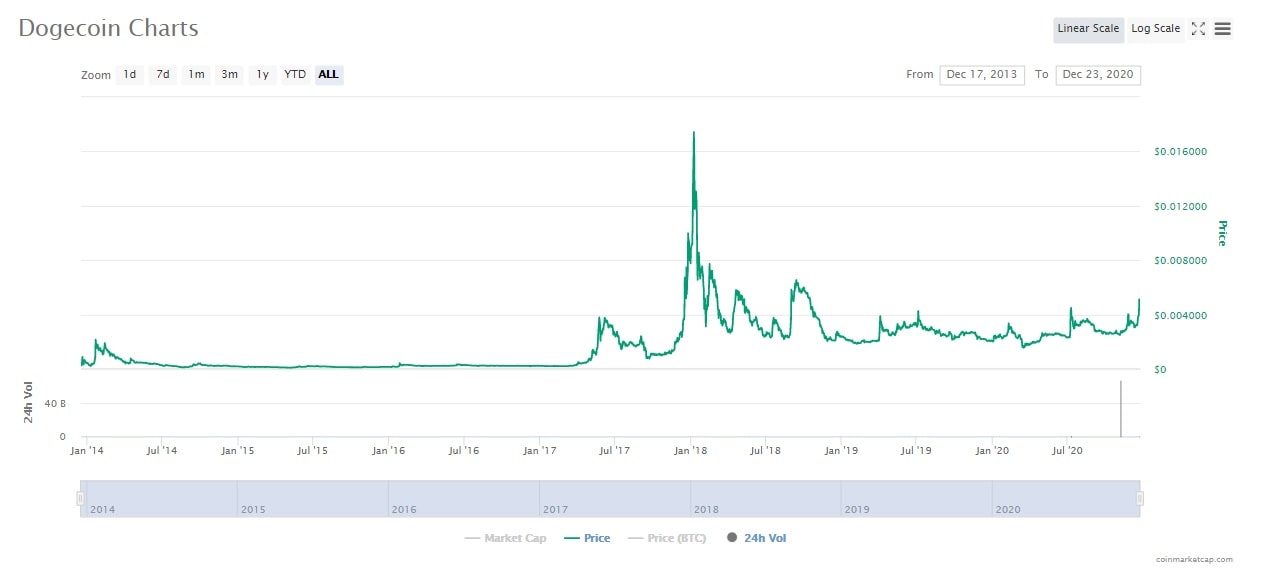 Dogecoin price 1 year graph