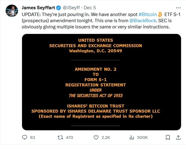 James Seyffart's tweet