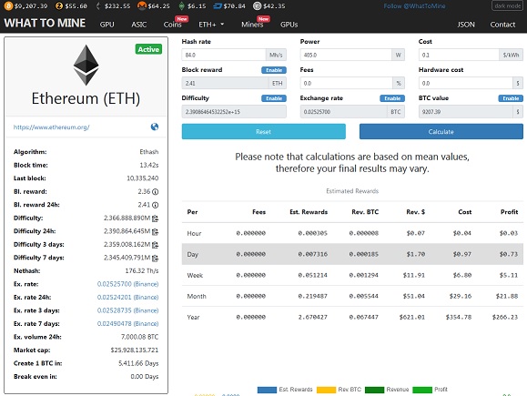 mining calculator for ethereum