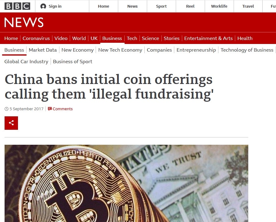 China banned ICOs