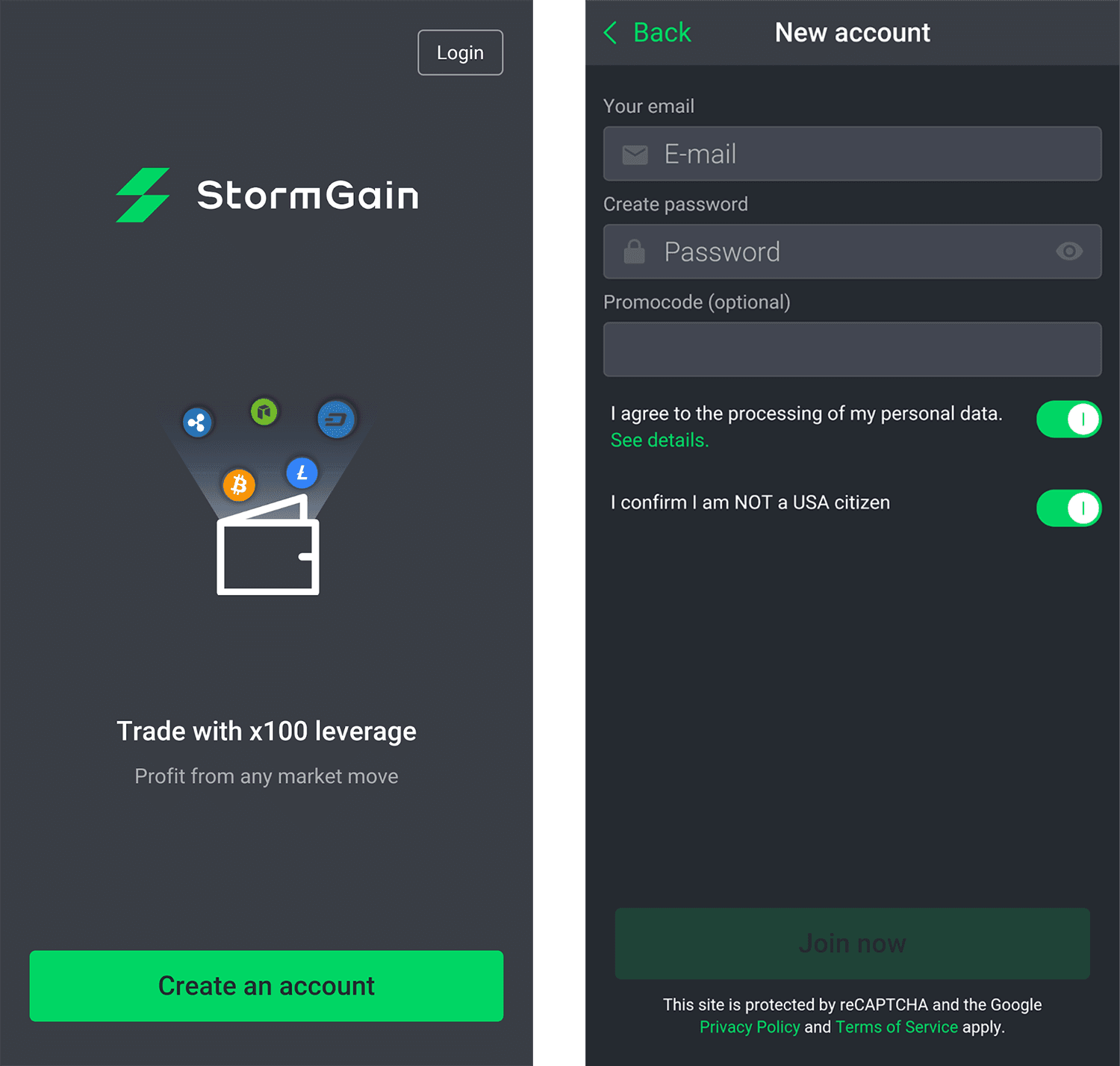 Ảnh chụp màn hình StormGain