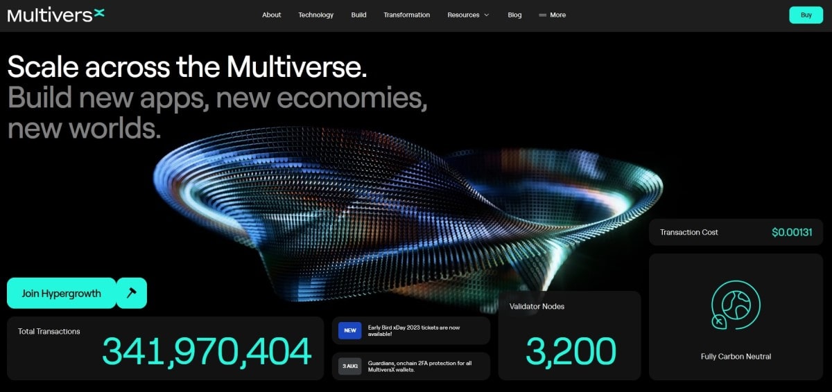 MultiversX's website