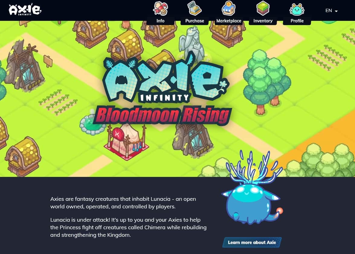 Axie Infinity's website