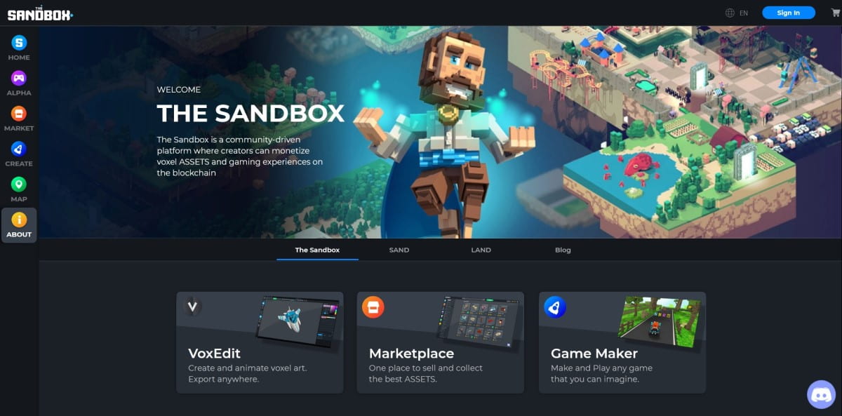 The Sandbox's website