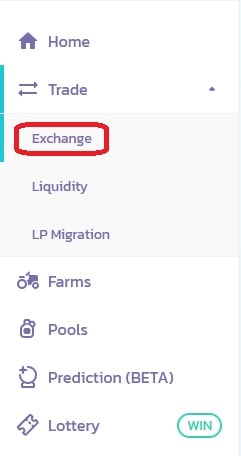 The Exchange option in the sidebar menu