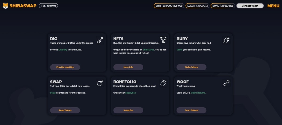 ShibaSwap decentralised crypto exchange