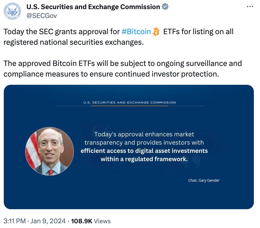 Deleted post with fake news about ETF launch