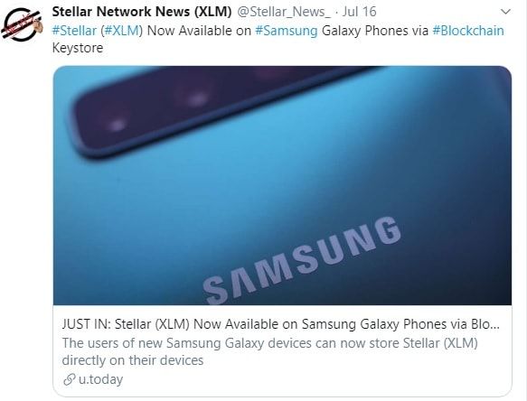  A Stellar está disponível no celulares Samsung Galaxy.