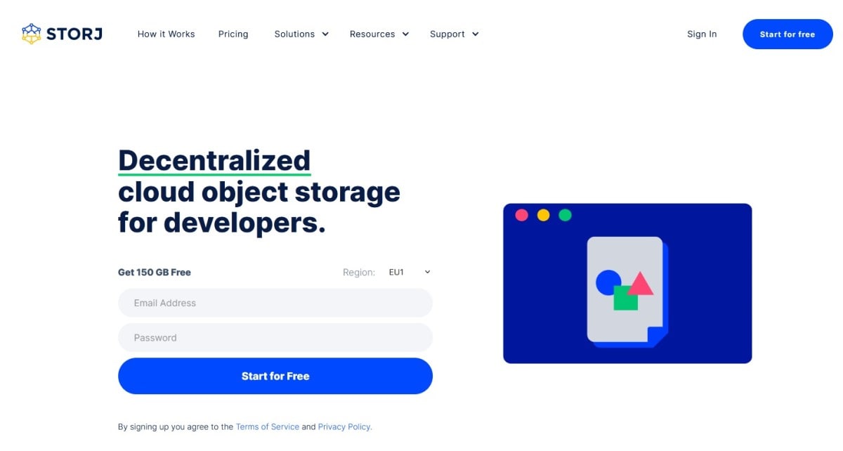 Storj's website