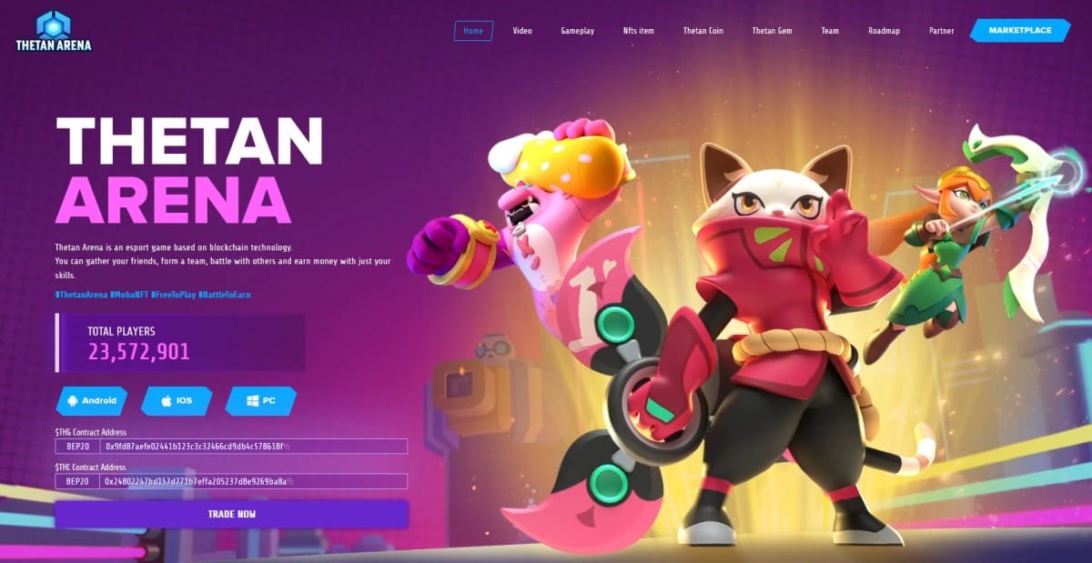 Thetan Arena's website