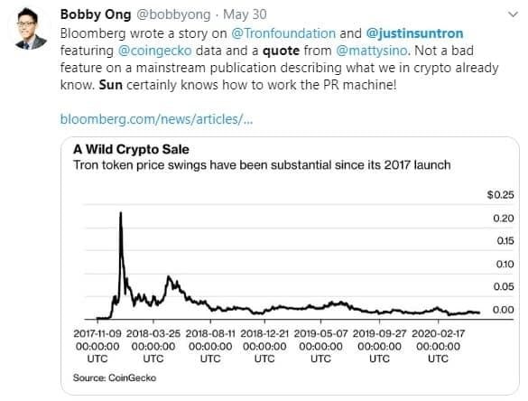 Bobby Ong on the TRON Foundation's PR campaign.