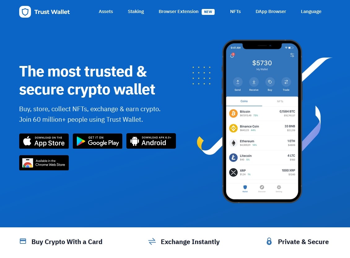 Trust Wallet's website