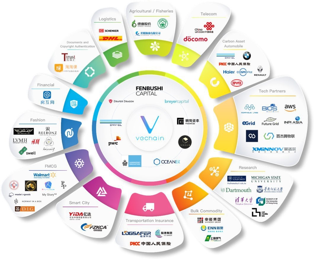 VeChain'in ortaklıkları.