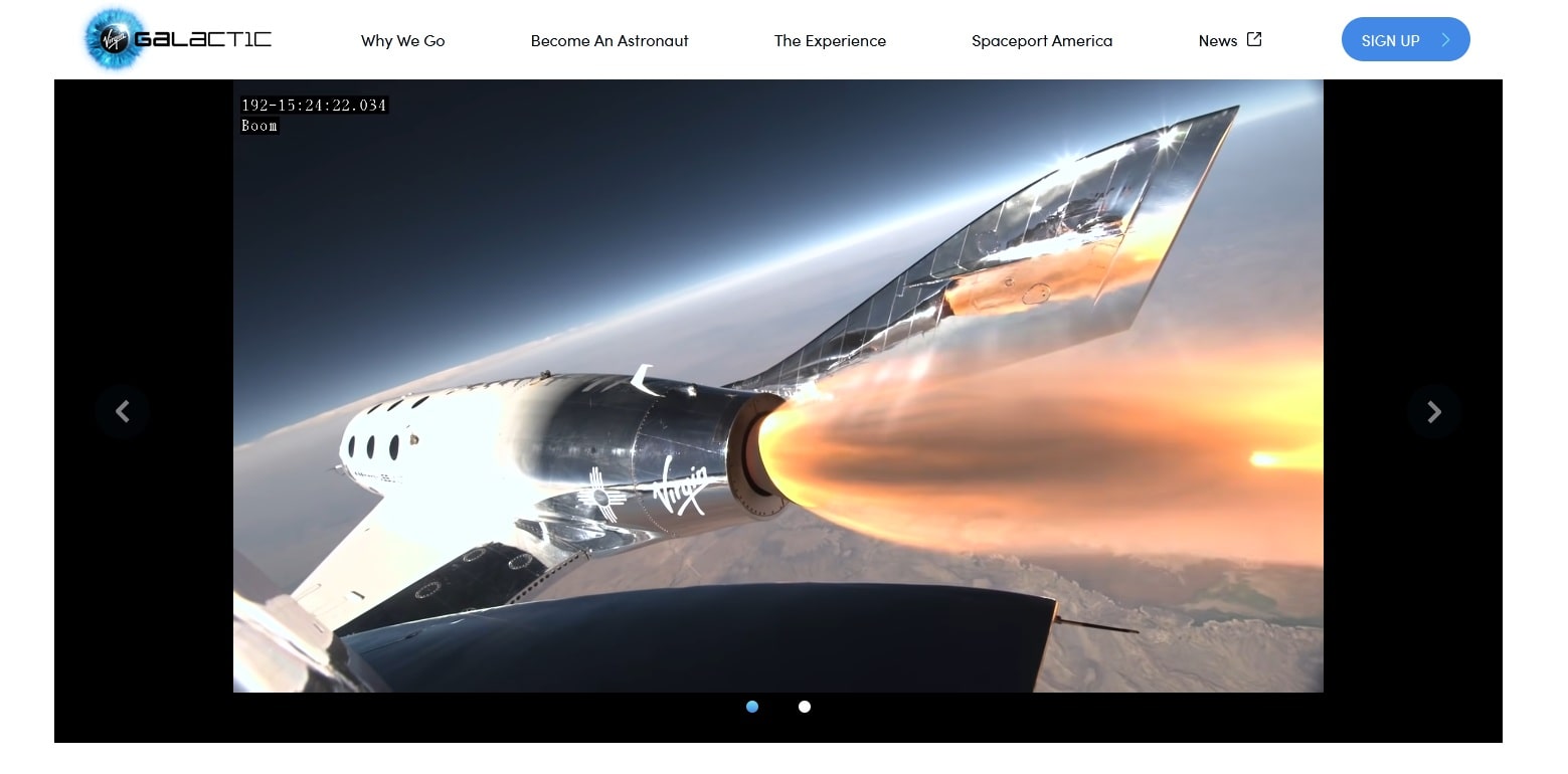 Virgin Galactic's website